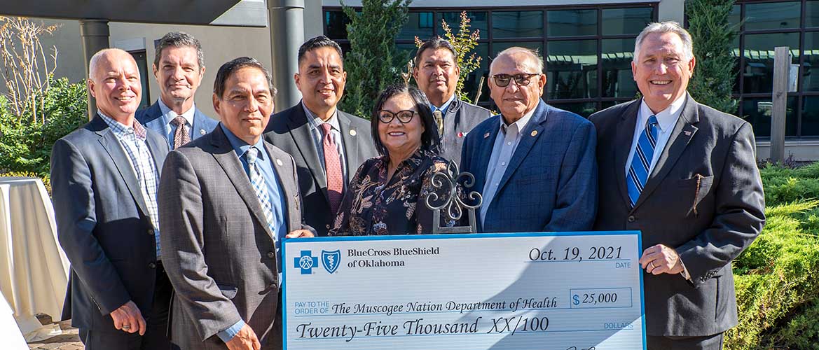 BCBSOK presents check to Muscogee Nation