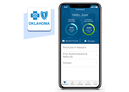 Screenshot of BCBSOK mobile app