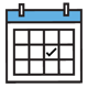Calendar with a check mark on a single date