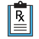 Icon of a clipboard with RX at the top