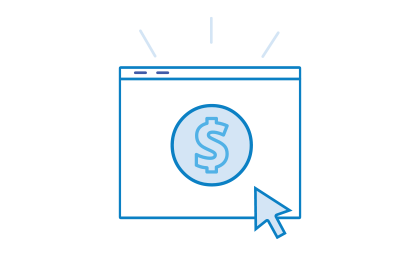 Illustration of computer screen with dollar sign